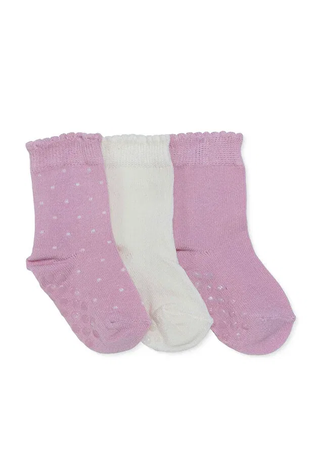 Детские носки для девочек с принтом 3-предметный набор Ebebek Hello Baby, Pink