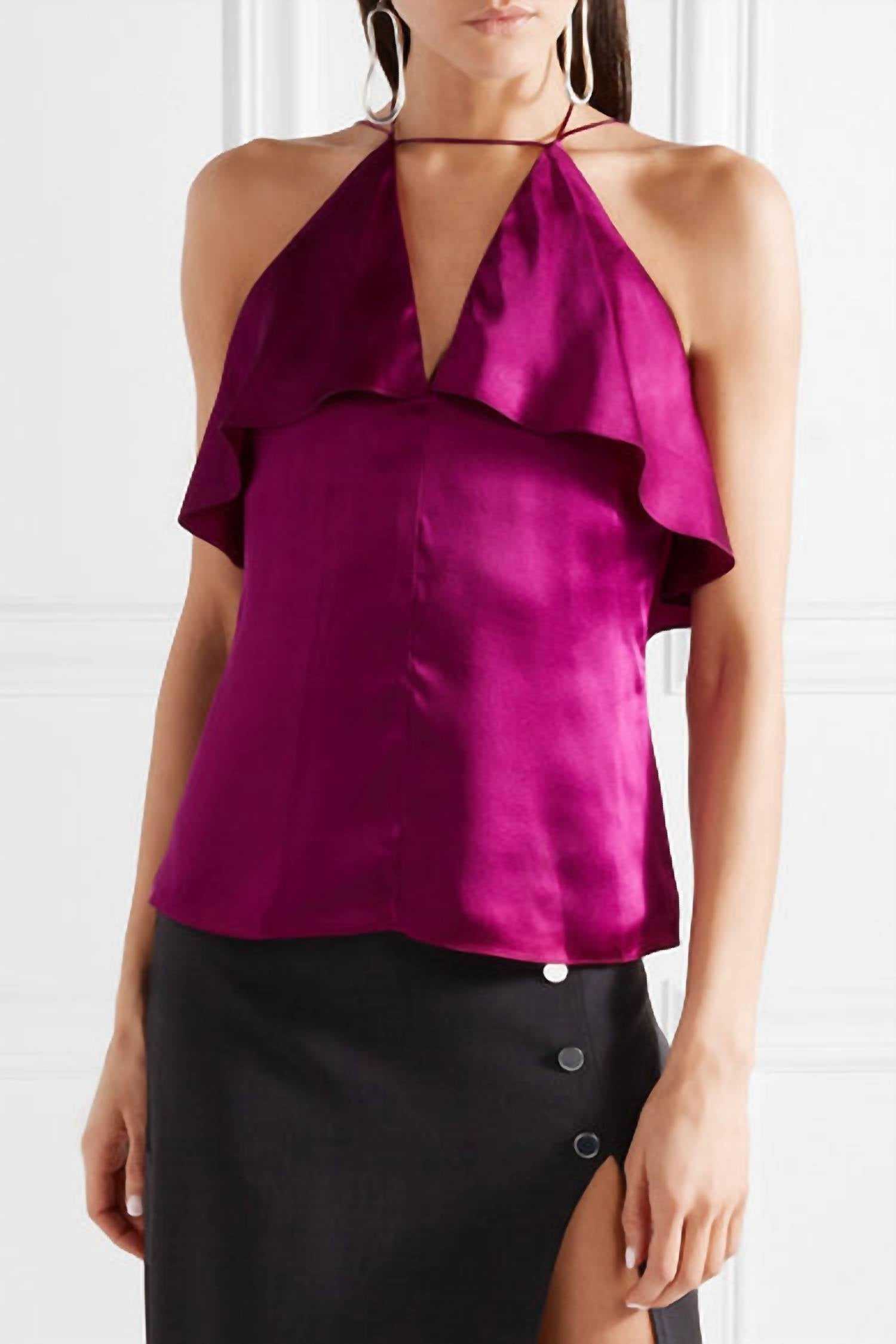 

Шелковый топ-халтер Dahlia цвета маджента Cushnie, цвет magenta
