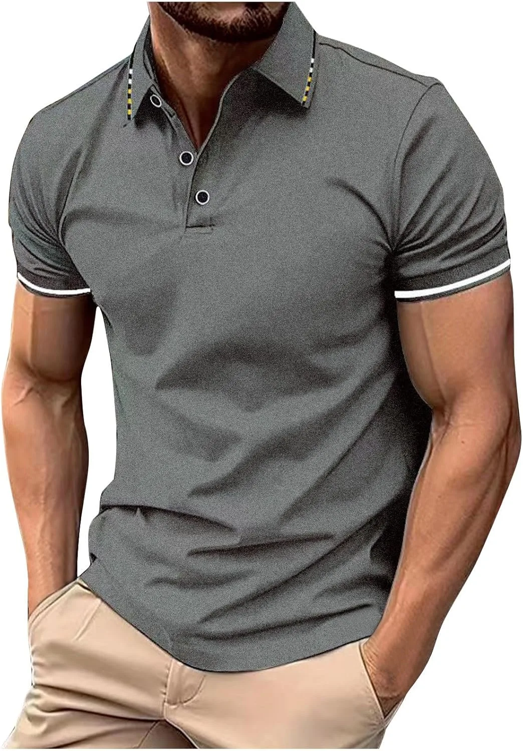 

Muscularfit мужская футболка поло с коротким рукавом и V-образным вырезом