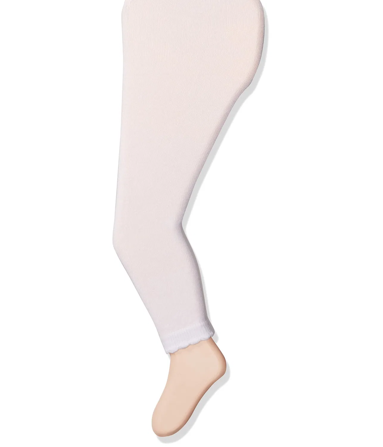 Детские хлопковые колготки без стопы с волнистым краем Girls' Baby Cotton Footless Tights with Scalloped Edge Jefferies Socks, White