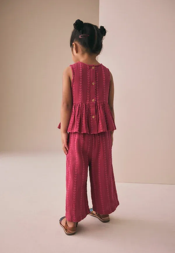 Комплект из топа и брюк, хлопок, Regular fit - top and trousers set, Next, Berry Pink, розовый — фото 2