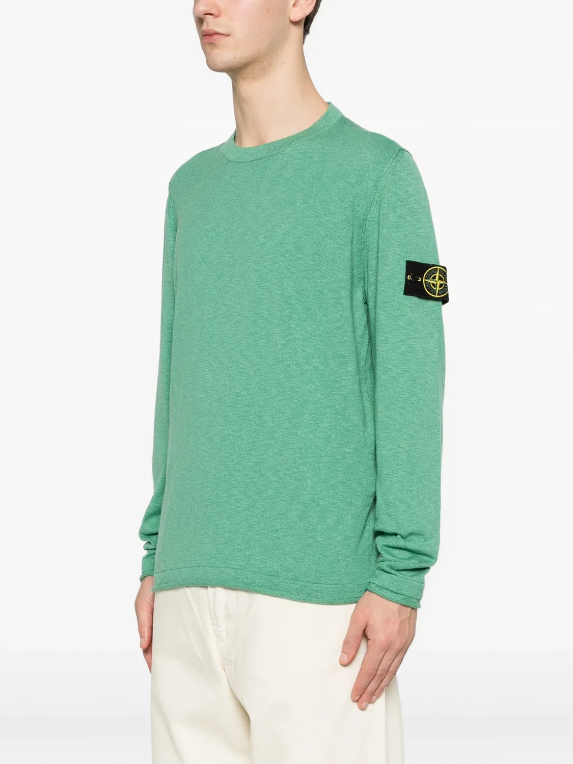 Свитер с логотипом и круглым вырезом Stone Island, зеленый — фото 3