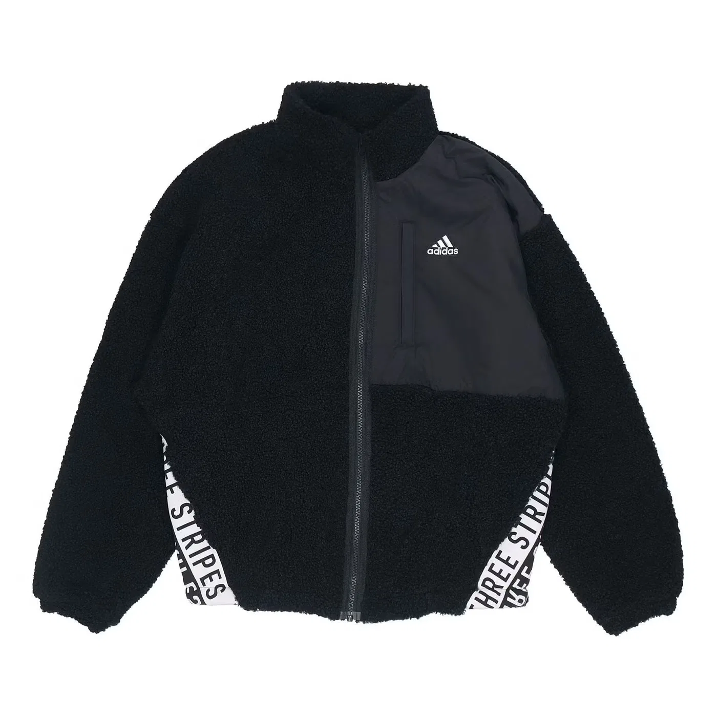 Куртка с воротником-стойкой из искусственного меха Adidas, черная