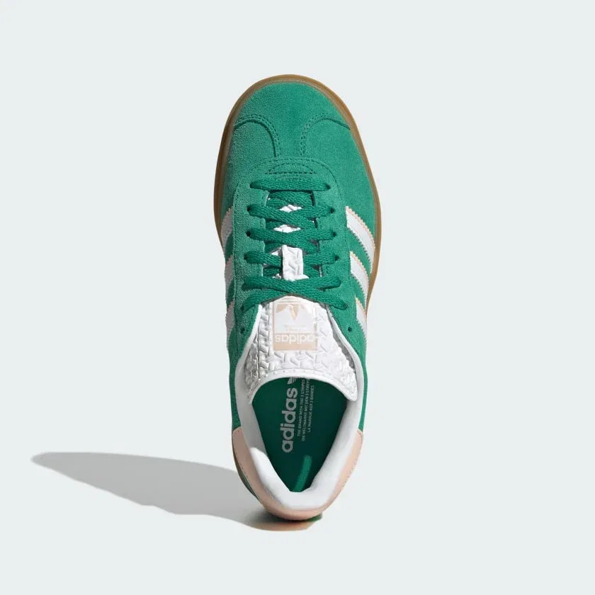 Детские кроссовки на платформе с кожаным верхом adidas, Gazelle Bold Bold Green — фото 2