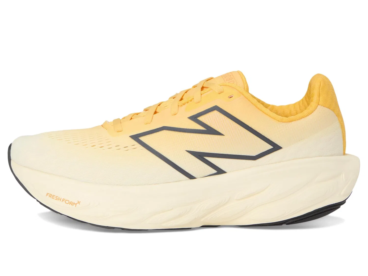 Детские беговые кроссовки с максимальной амортизацией Fresh Foam X 1080 V14 New Balance, Clementine Angora Black Cement — фото 4