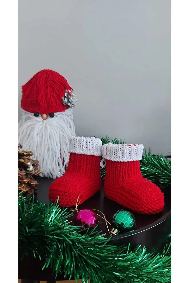Детские тапочки без каблука, плоские, с принтом, New year's special gift baby hand knitted acrylic wool slippers with bow for birth anniversary 0-6 months Begin, Colored — фото 2
