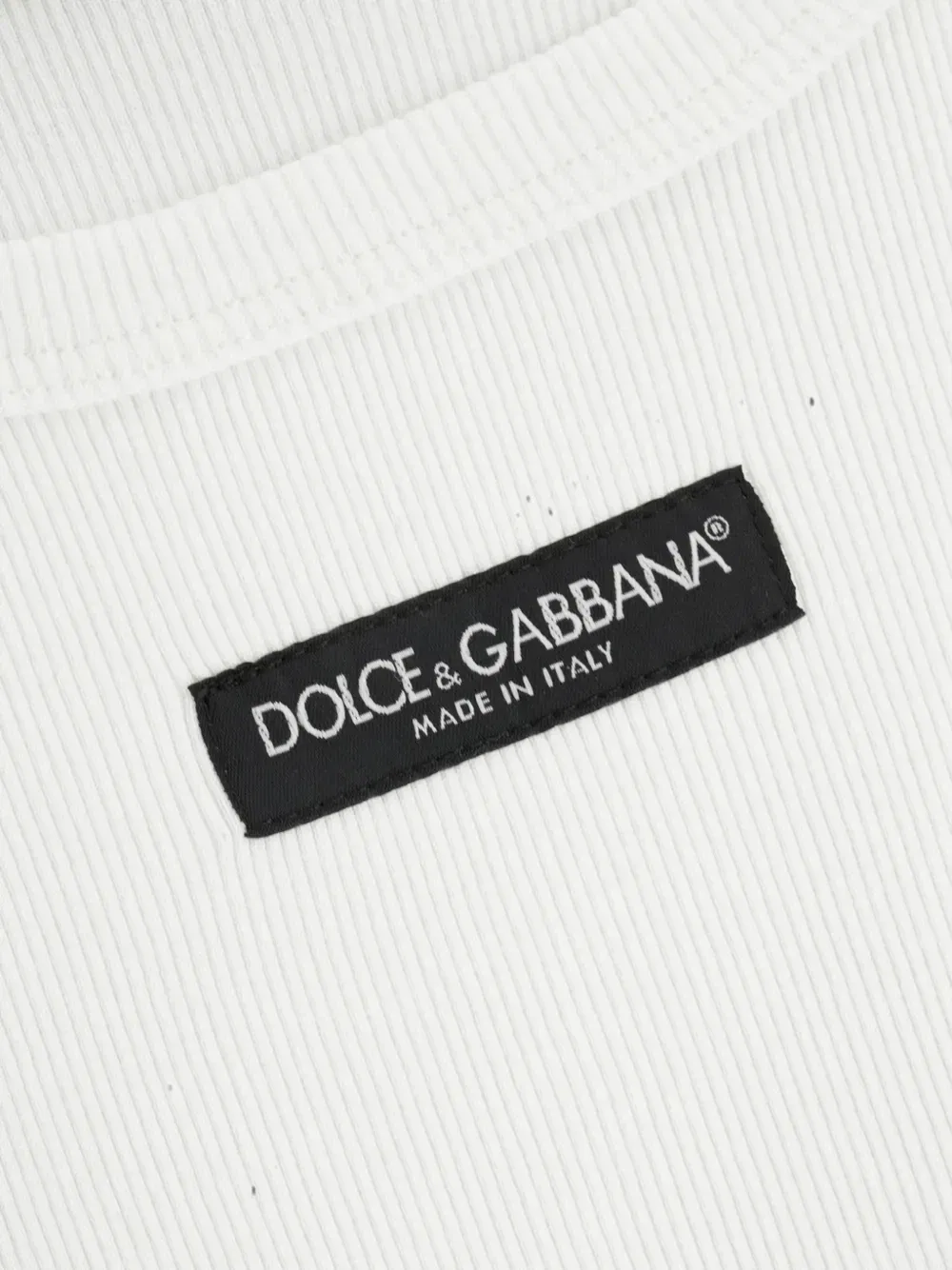Укороченный топ в рубчик с логотипом Dolce & Gabbana, белый — фото 3
