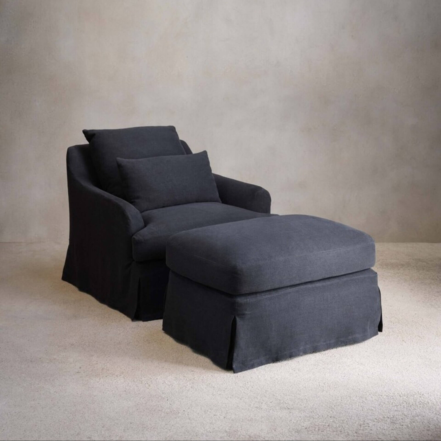 

Чехол для подставки для ног Zara Home by Vincent Van Duysen Linen 01, темно-синий