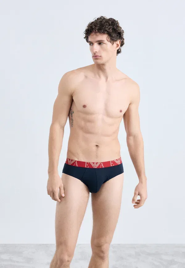 Трусы с яркой монограммой, комплект из 3 штук Emporio Armani, синий
