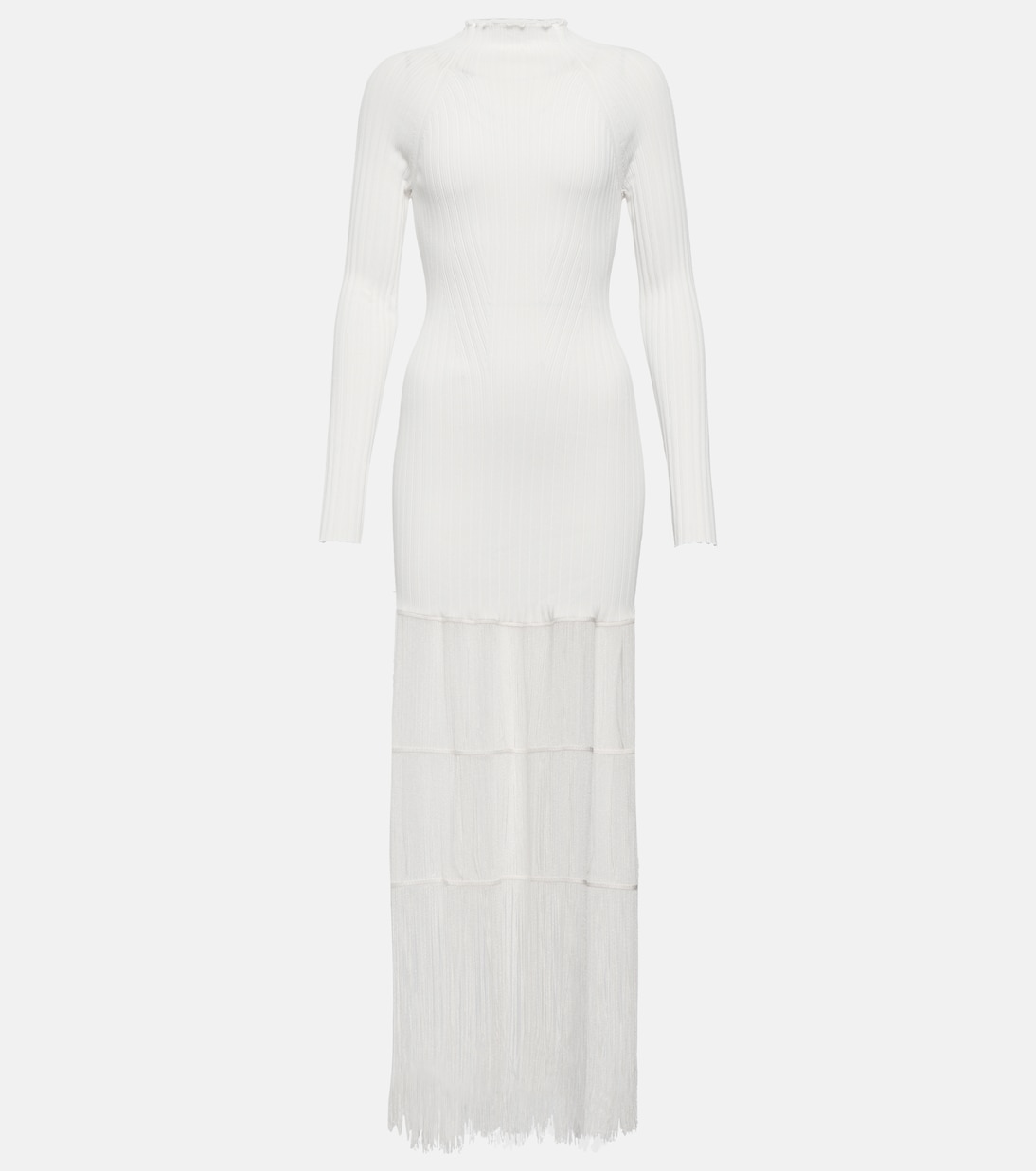 

Длинное платье с бахромой из кедра Khaite, слоновая кость