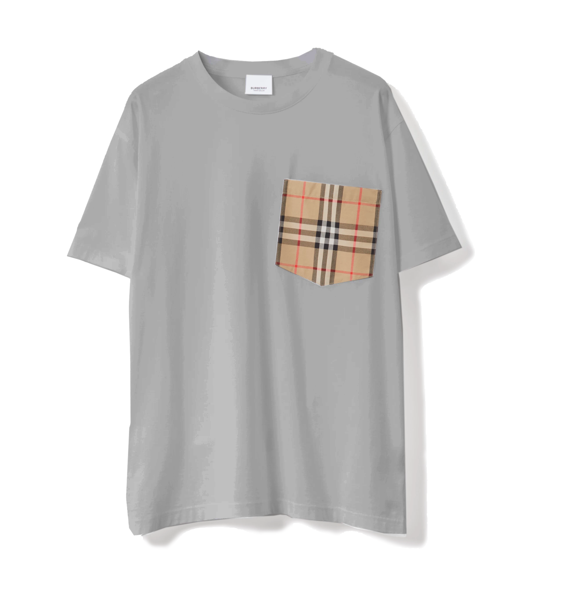 

Футболка из хлопка с нагрудным карманом большого размера - серая Burberry