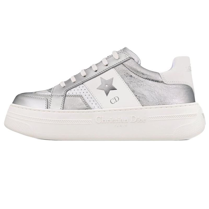 Туфли на платформе Star, низкие повседневные туфли, женские, серебристые DIOR, Original Shoe Box Included