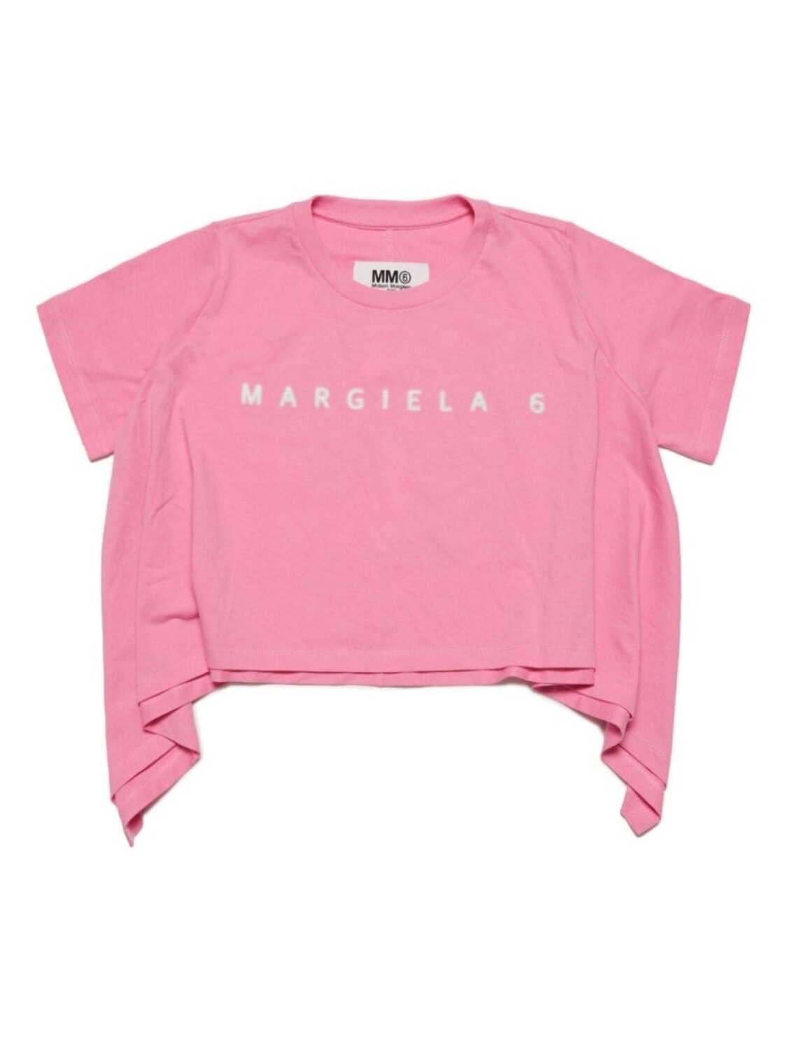 

MM6 Maison Margiela Kids футболка асимметричного кроя с логотипом, розовый