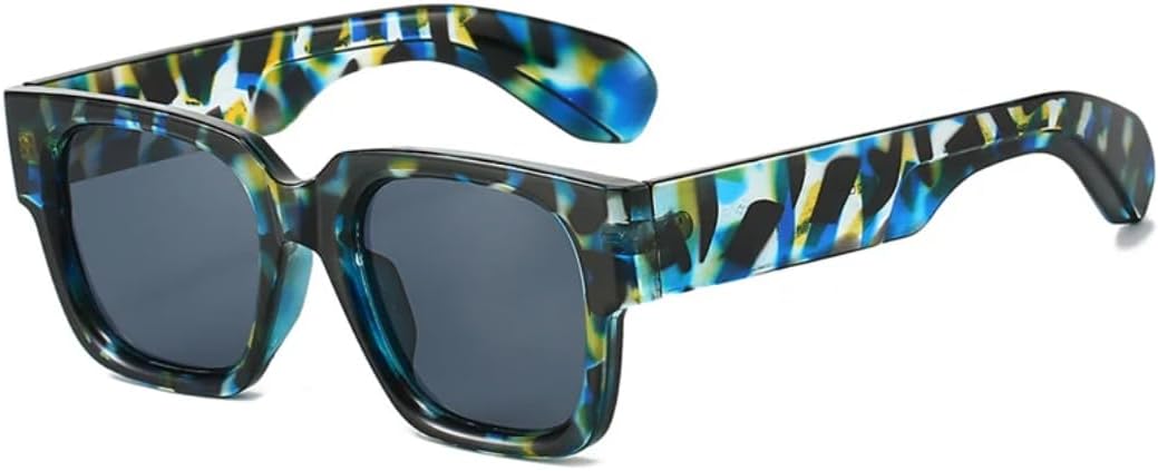 

Квадратные солнцезащитные очки для женщин, модные солнцезащитные очки с защитой от УФ-излучения UV400, роскошные солнцезащитные очки с градиентным переходом цвета для мужчин TVTBBVV, Blue Leopard