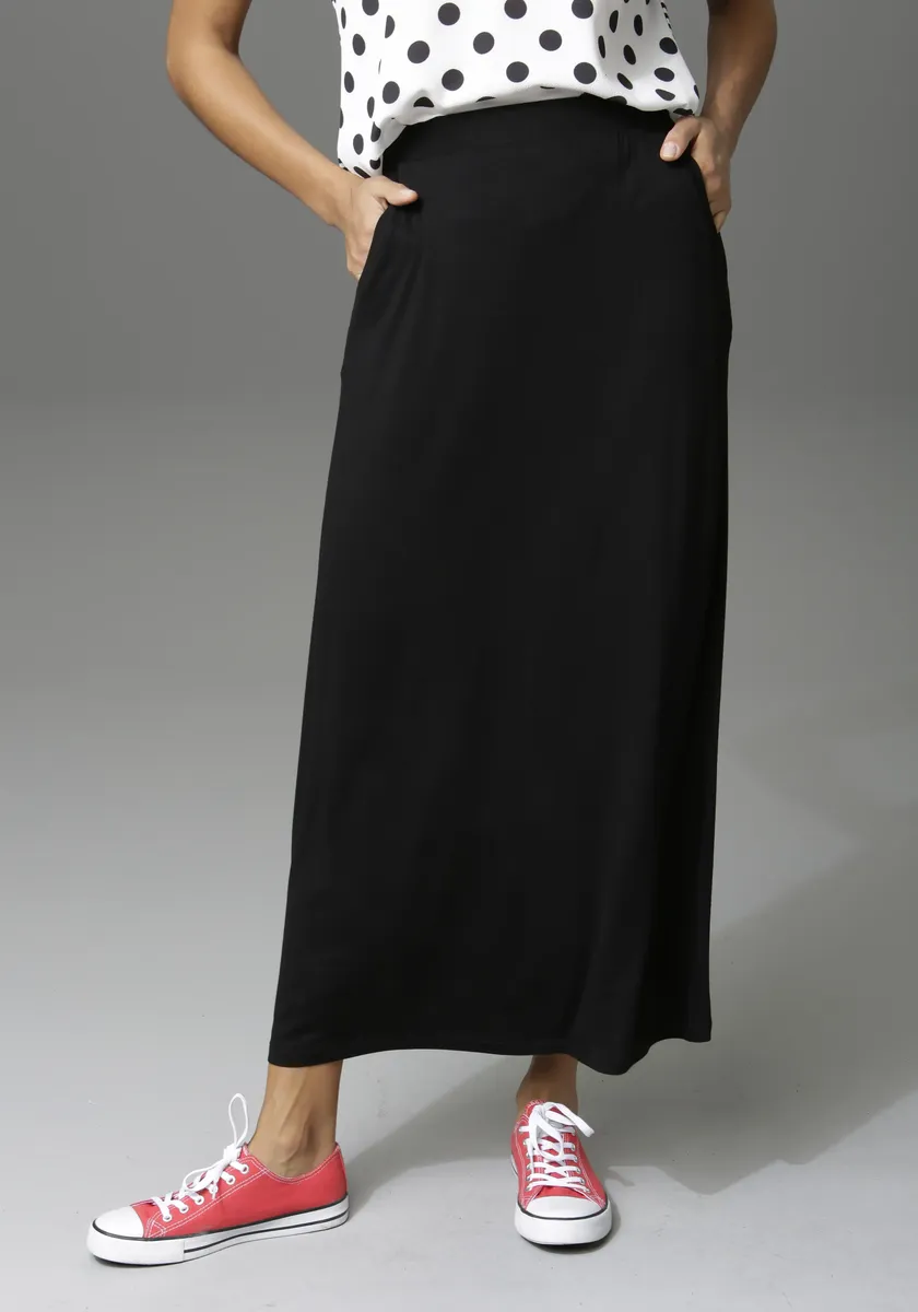

Юбка макси Aniston CASUAL морского оттенка, черный
