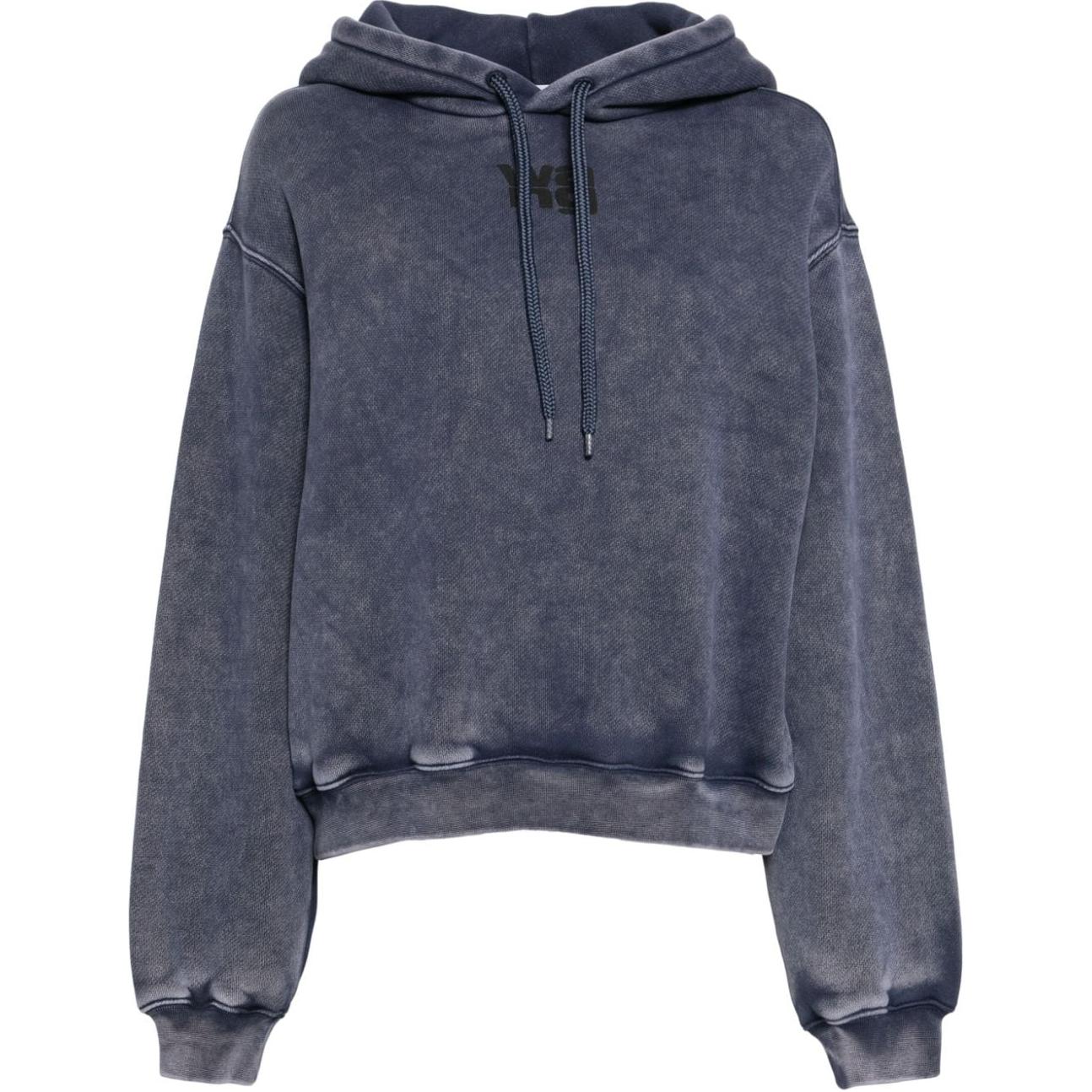 

Структурированный худи с логотипом из махровой пушки Alexander Wang, морской синий