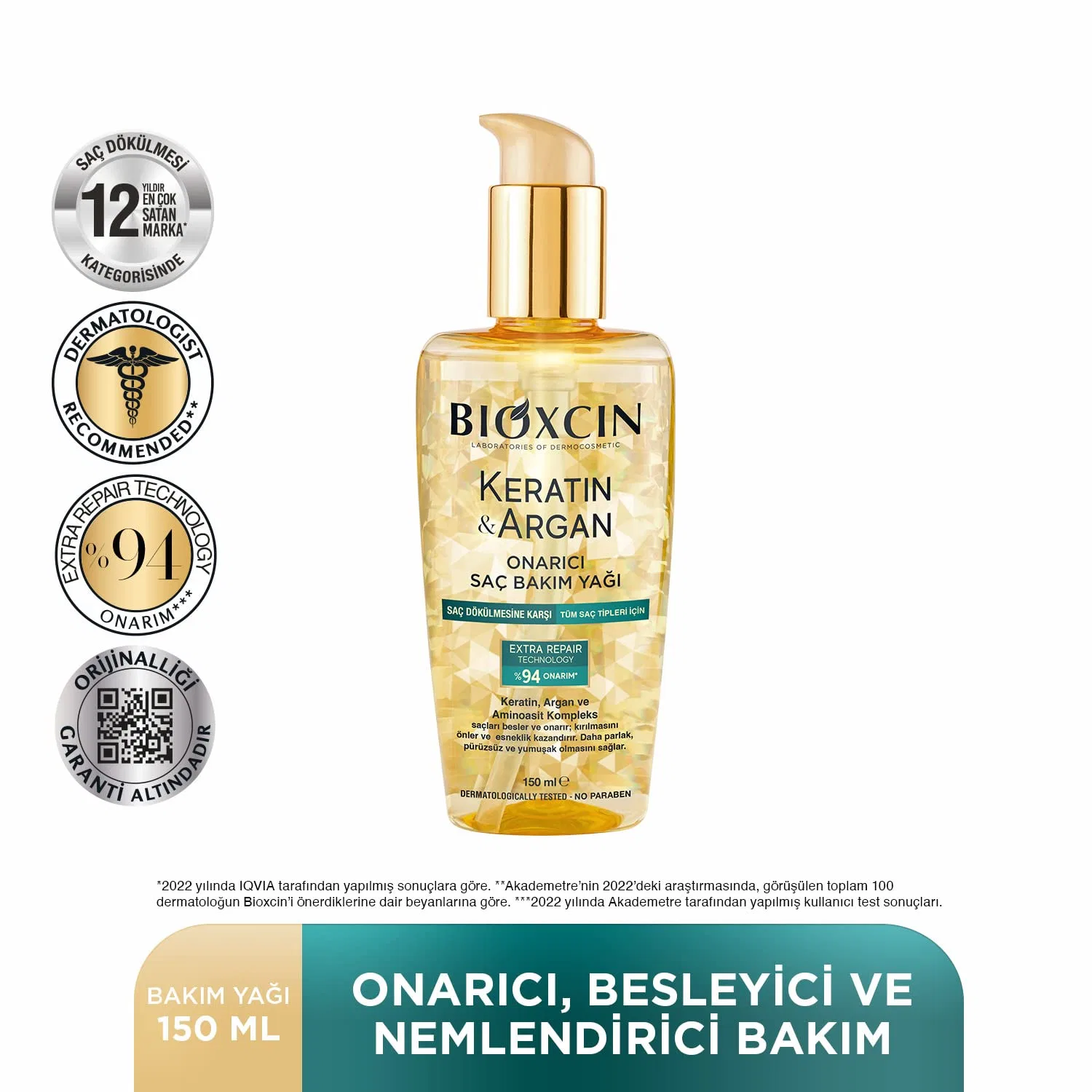 Восстанавливающее масло для волос с кератином и арганой Bioxcin Keratin & Argan Repairing Hair Care Oil 150 мл Bioxcin — фото 2