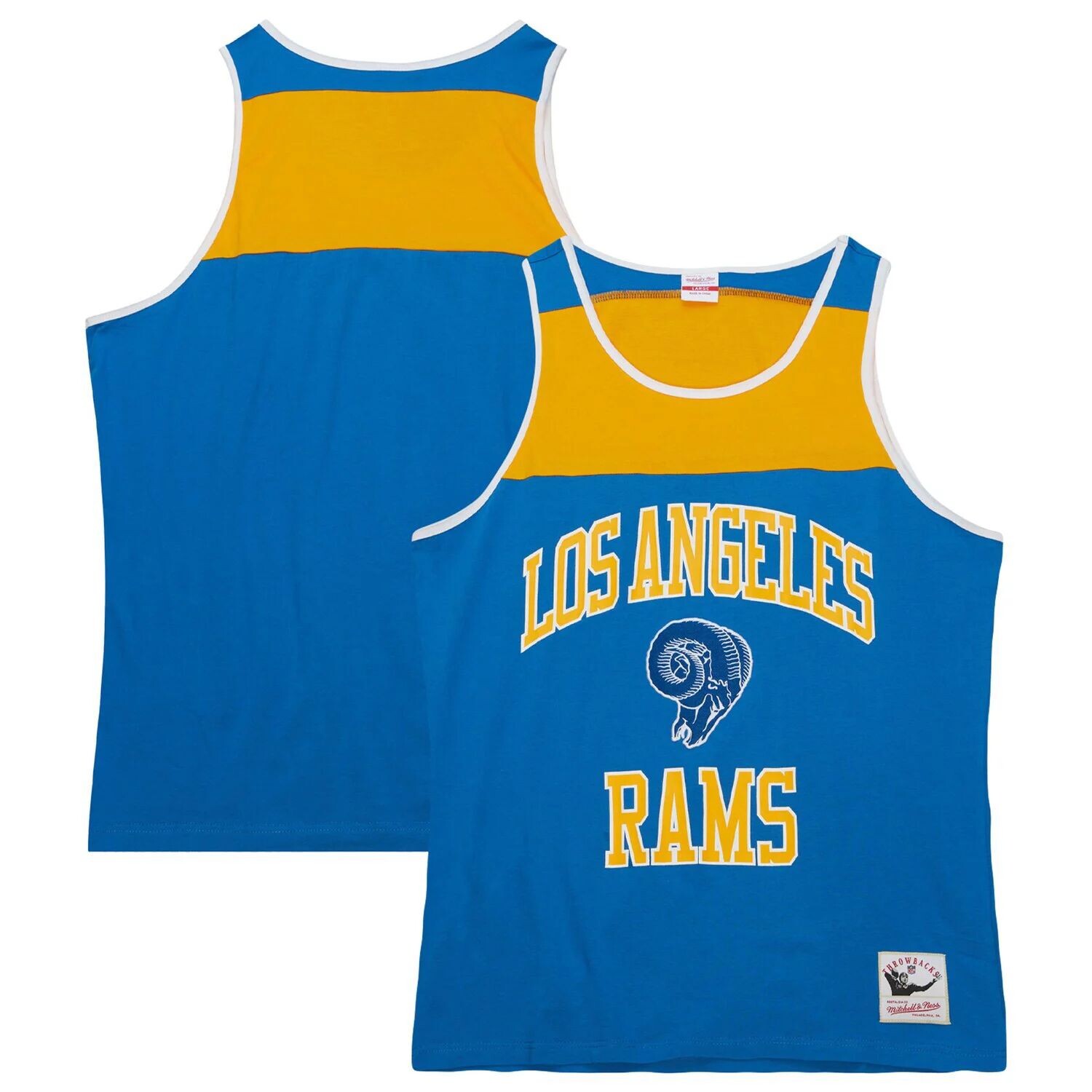 

Мужская майка Mitchell & Ness Royal/Gold Los Angeles Rams Gridiron Classics Heritage с цветными блоками