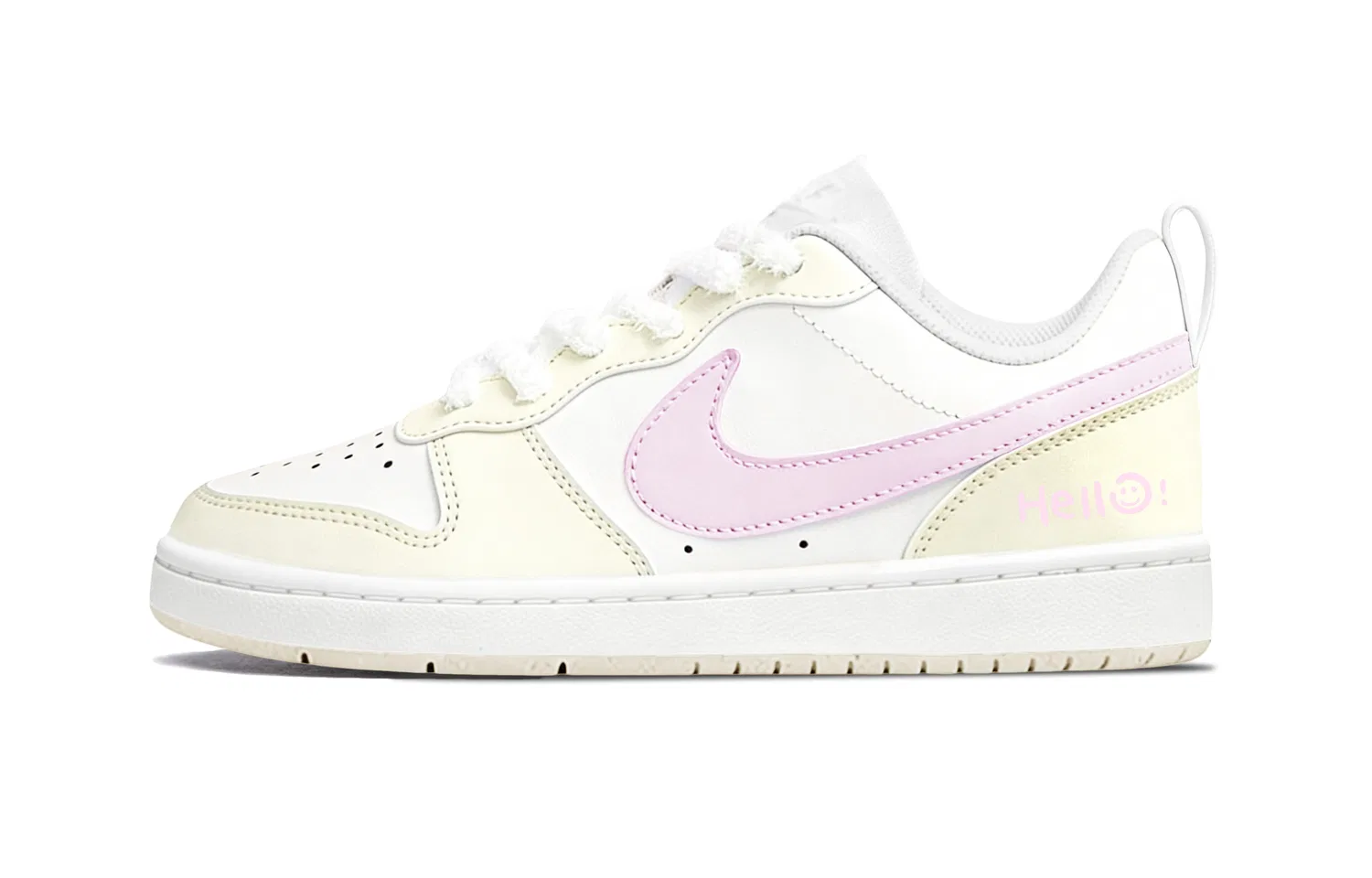 Кроссовки детские для скейтбординга Nike Court Butter Smiley Face бежево-желтые — фото 3