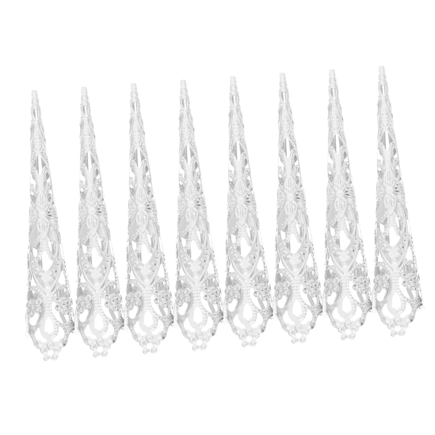 Набор из 16 длинных накладных ногтей-когтей для косплея Housoutil Housoutil, Silver X 2 Pieces