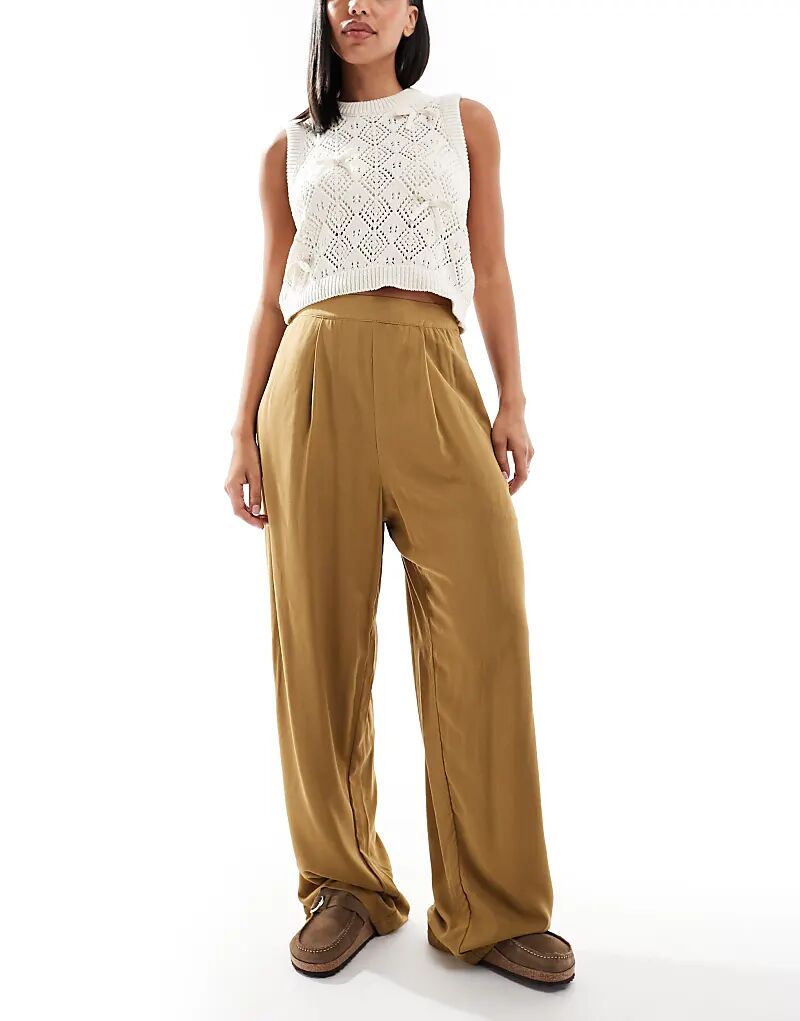 

ASOS DESIGN свободные брюки без застежек бежевого цвета