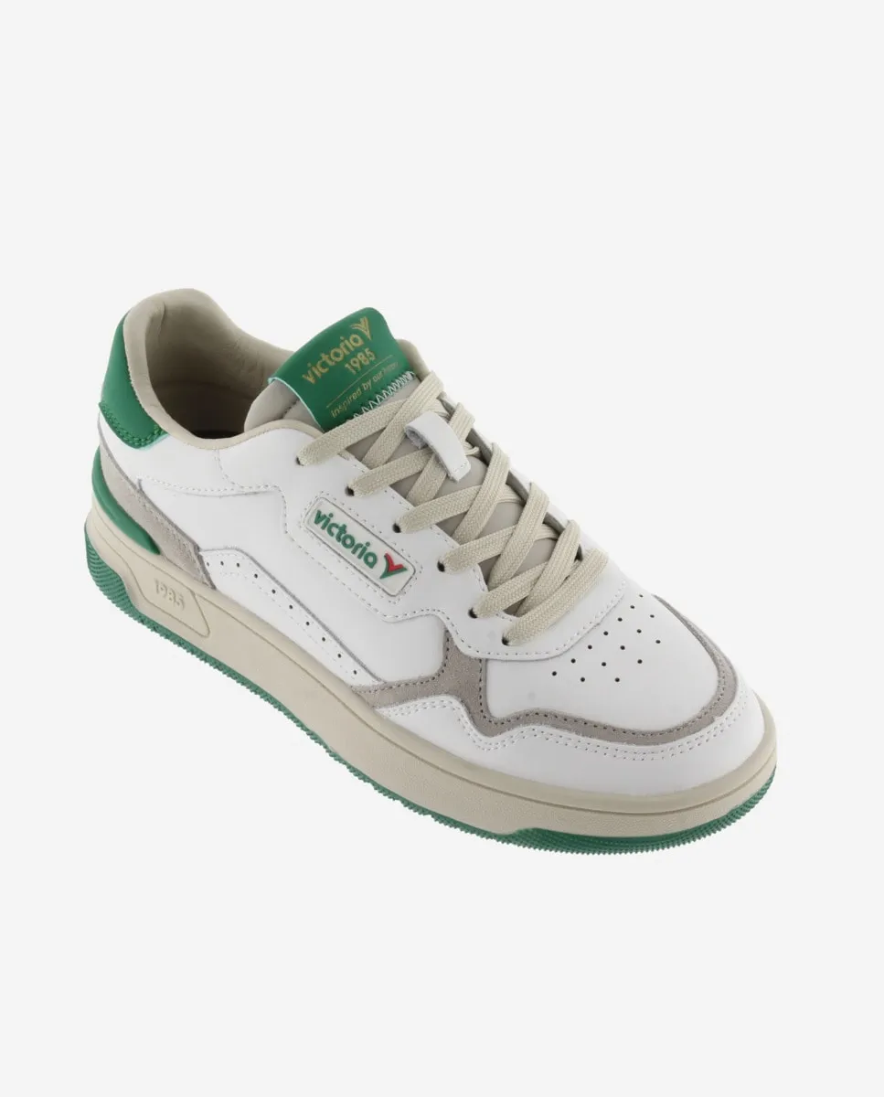 Кроссовки унисекс V1985 C80 CLASSIC LEATHER с ретро-логотипом и двухцветной подошвой Victoria, зеленый — фото 3