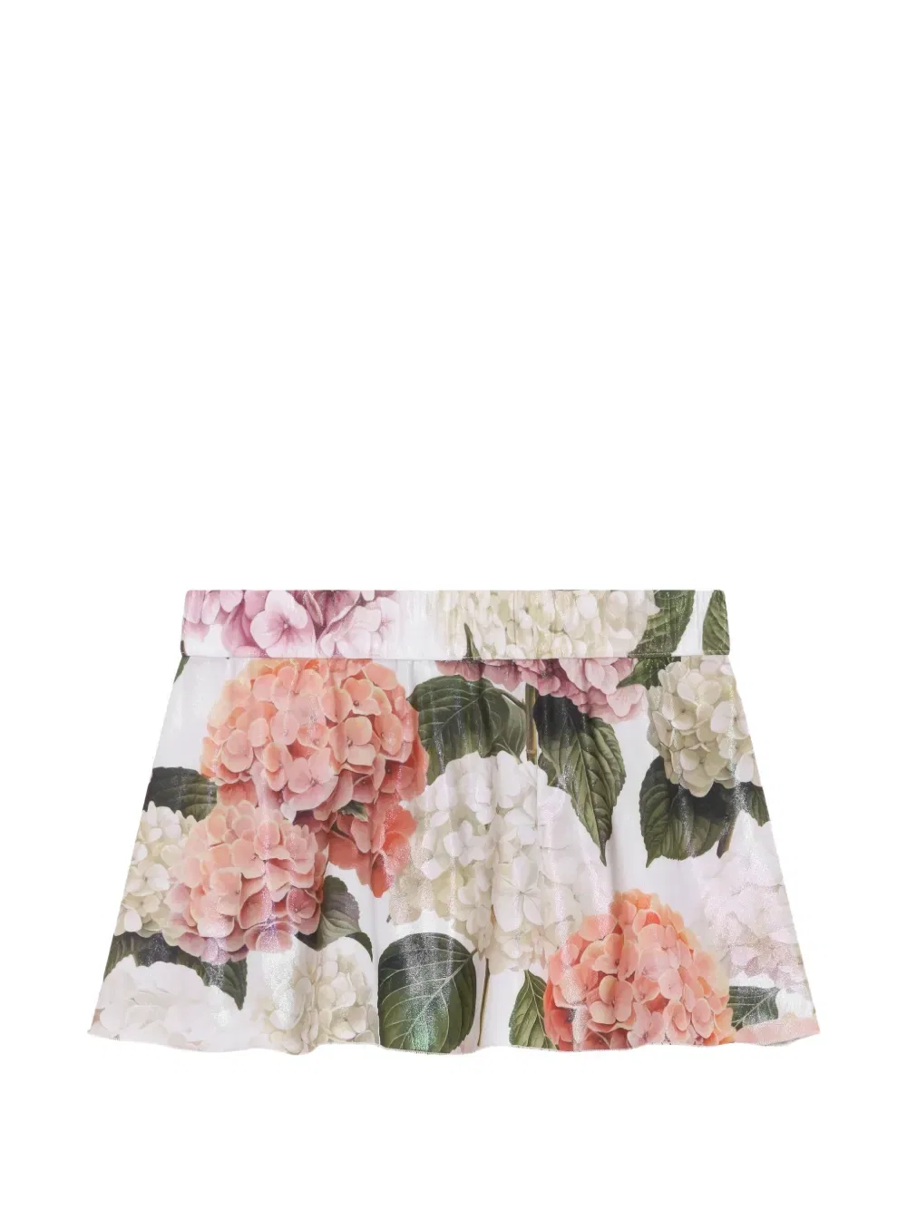 Короткая юбка с принтом гортензий Dolce & Gabbana Kids, белый