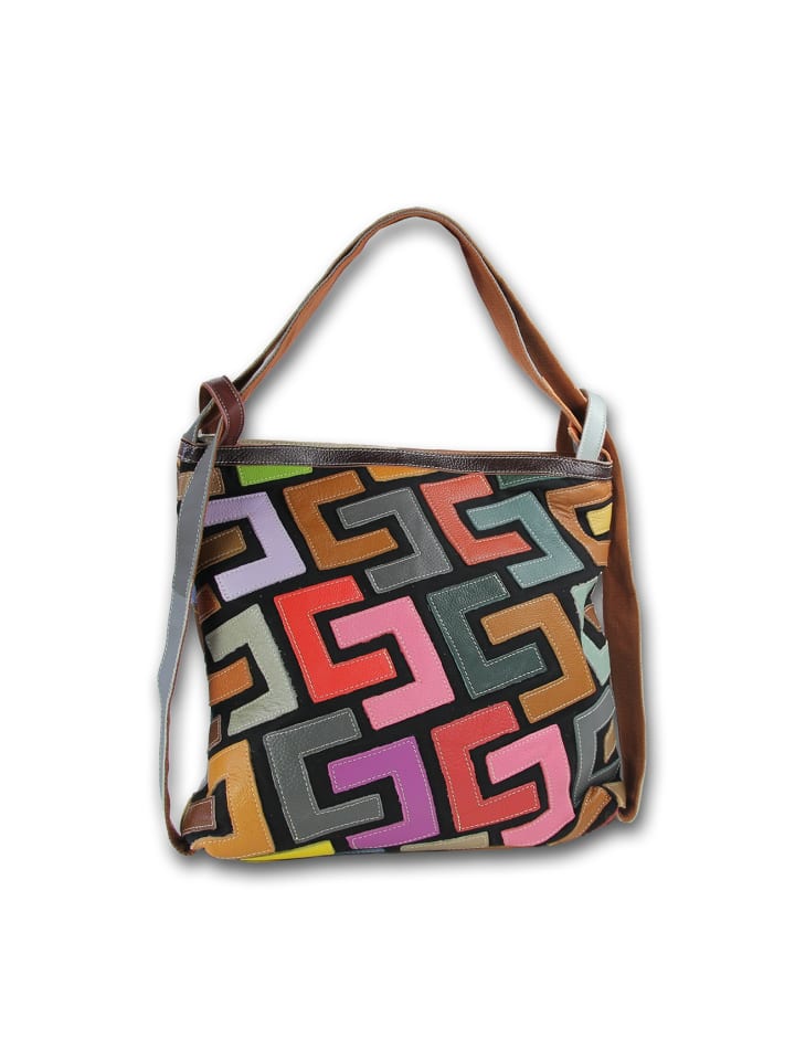 

Кожаная сумка-шоппер, наплечная сумка Toscanto, разноцветная, приблизительно 38 см