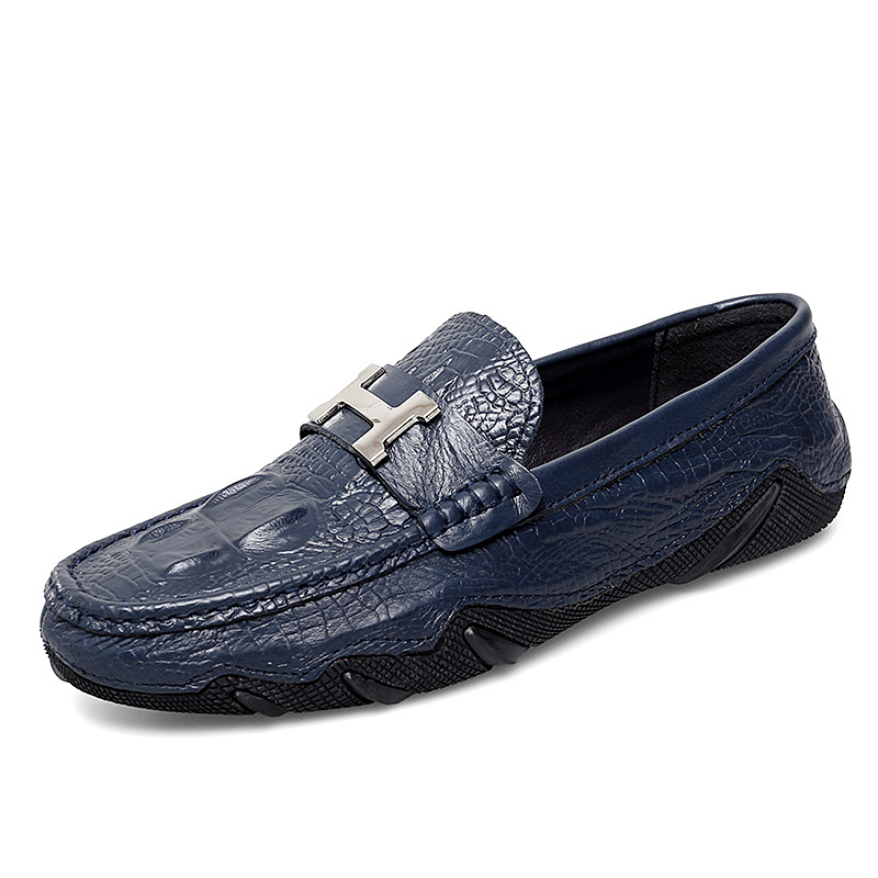 

Mr. Thorn Tree Мужские повседневные туфли Men's - синие из натуральной кожи коровы с крокодиловым принтом, цвет Blue-Top Grain Cow Leather with Crocodile Pattern Design