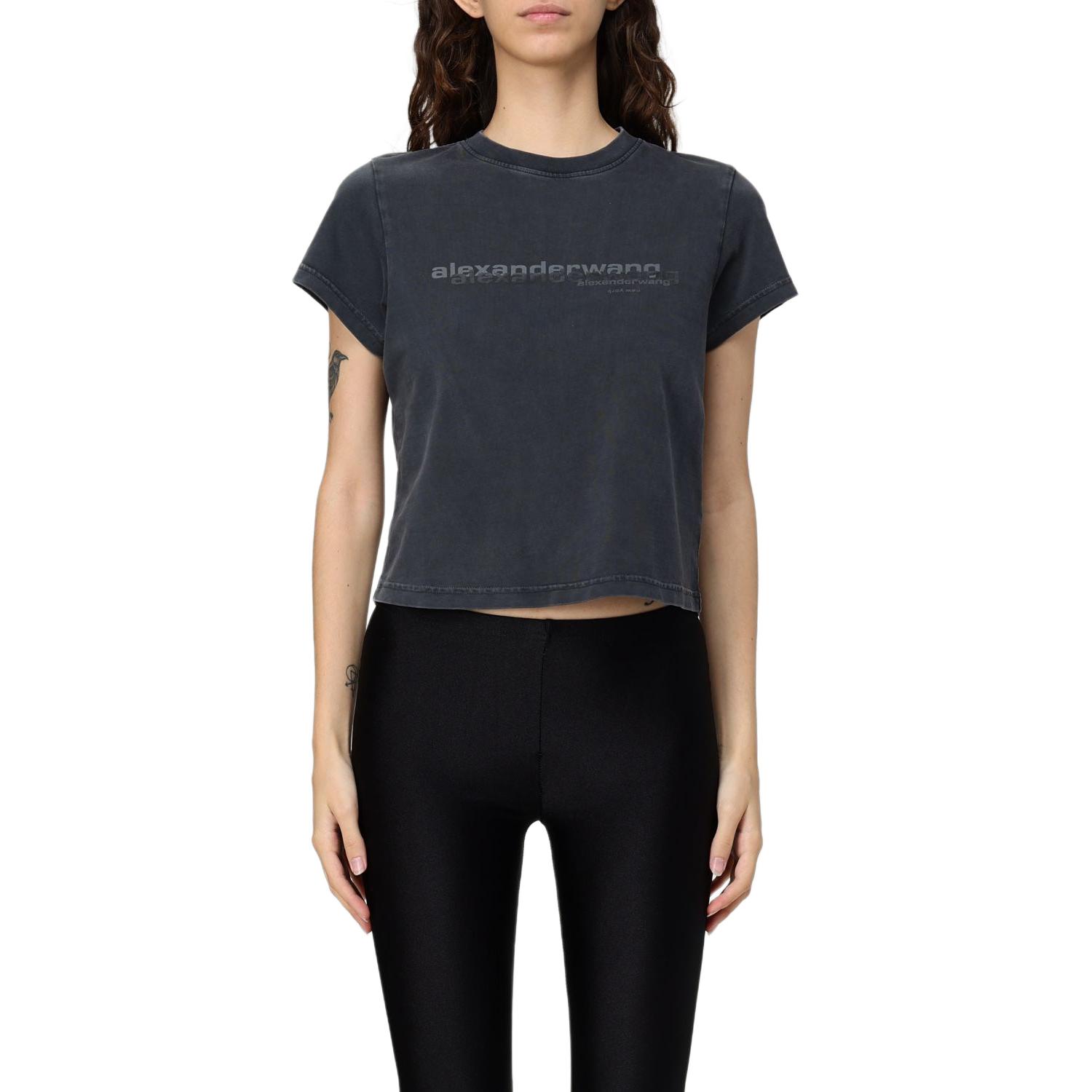 Футболка с коротким рукавом и принтом логотипа Alexander Wang, черный — фото 2