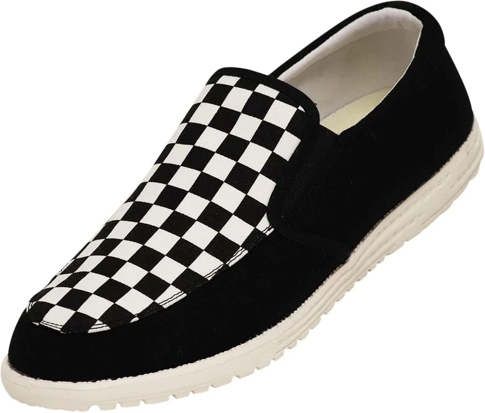 Лоферы NORTY Men's Grey Low Ankle Chukka Loafers, Black Checker