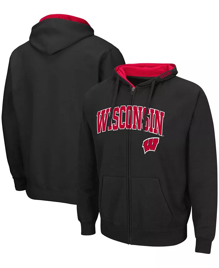 

Мужская толстовка Wisconsin Badgers Arch & Logo 3.0 с молнией Colosseum, черный