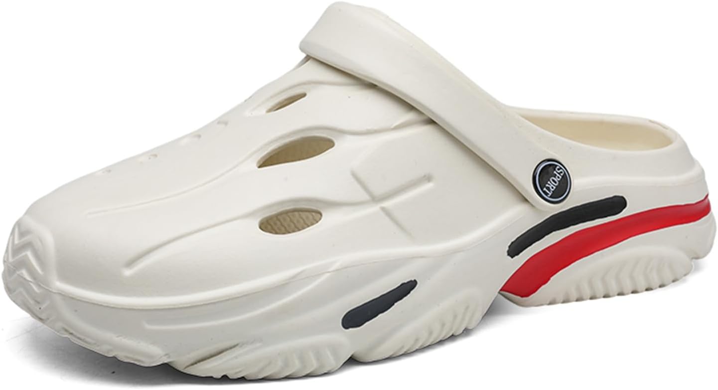 

Мужские садовые сабо FLIOZY, слипоны, пляжные шлепанцы, дышащая обувь для душа, сандалии для ходьбы по воде, белый