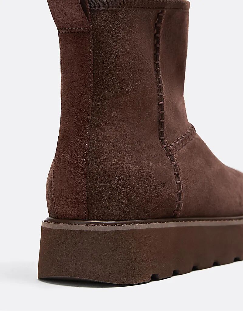 Ботильоны Stradivarius на платформе с подкладкой из искусственного меха бежевого и коричневого цветов — фото 2
