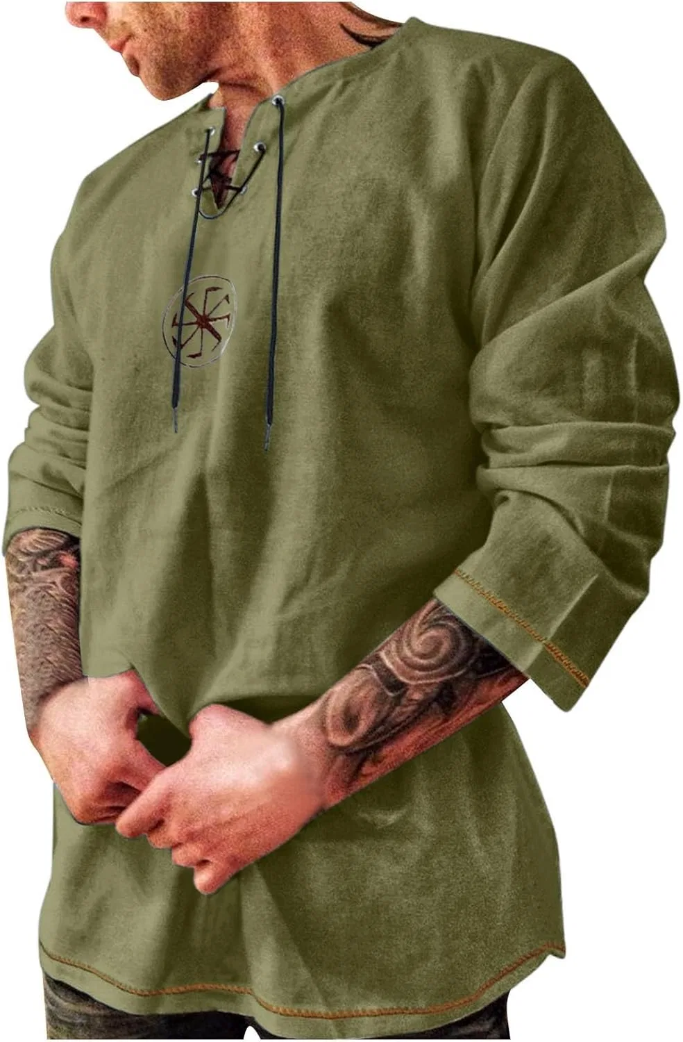 Мужская повседневная футболка с воротником-стойкой Generic, Army Green