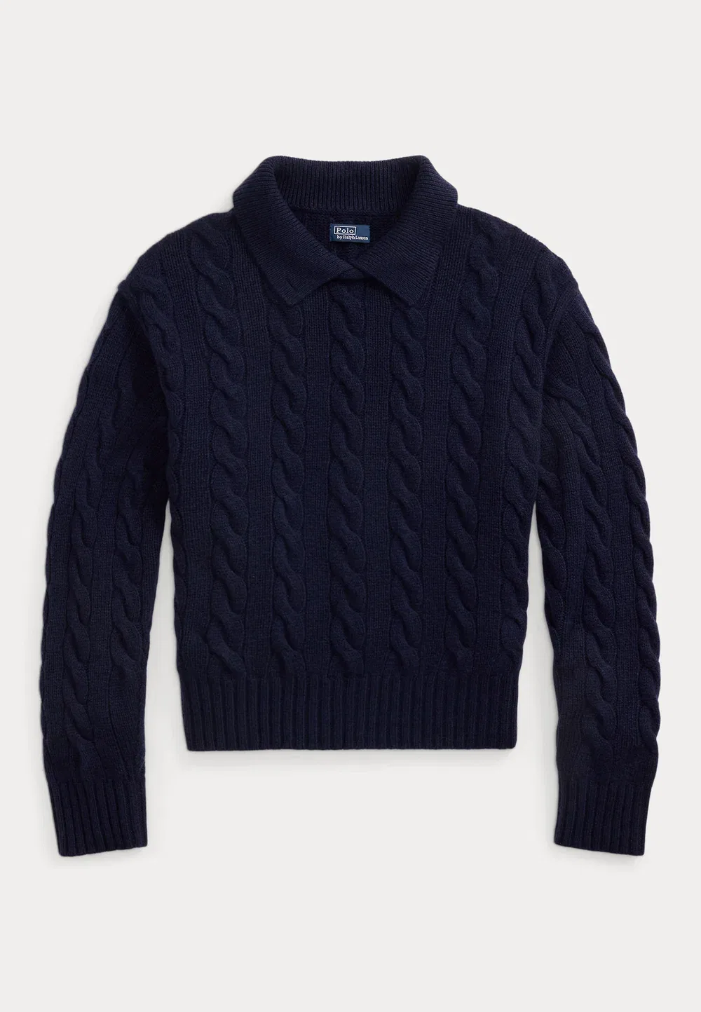 Свитер-Поло из шерсти и кашемира крупной вязки Polo Ralph Lauren, Hunter Navy — фото 4