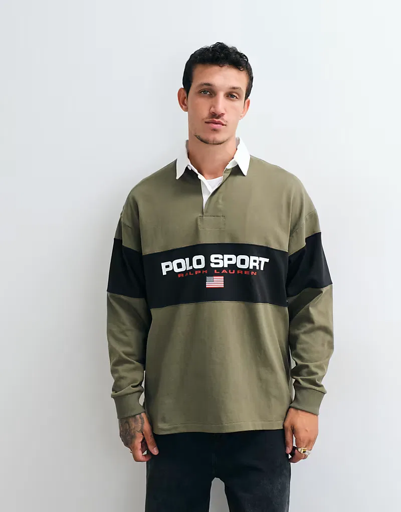 Рубашка Polo Ralph Lauren Sport из плотной ткани хаки — фото 2