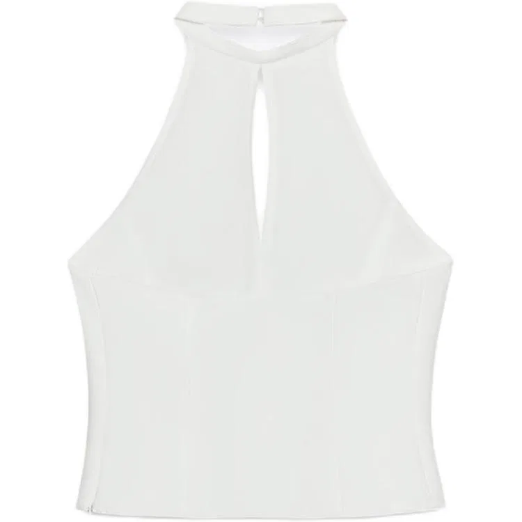 Женский топ-майка без рукавов с халтер-горловиной ZARA, Raw White — фото 3