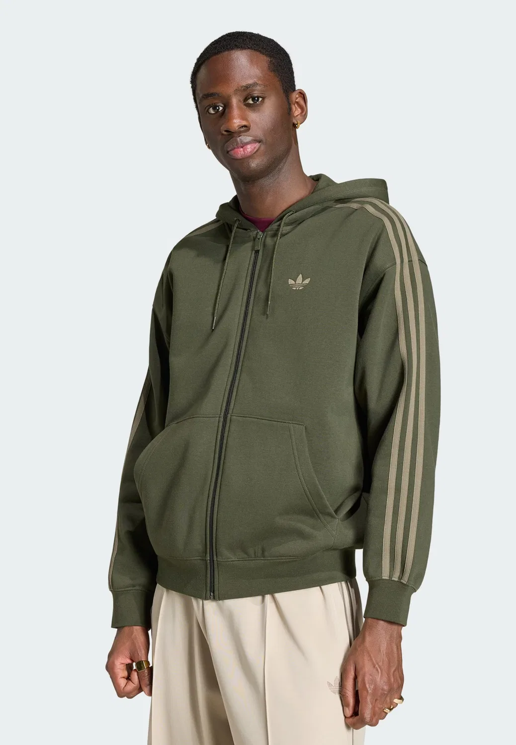 Толстовка на молнии Adidas Originals Adicolor, зеленый — фото 2