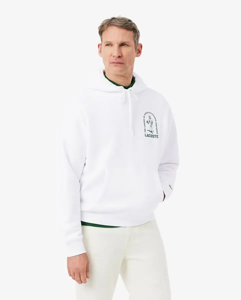 Мужская худи оверсайз с принтом Lacoste, Blanco