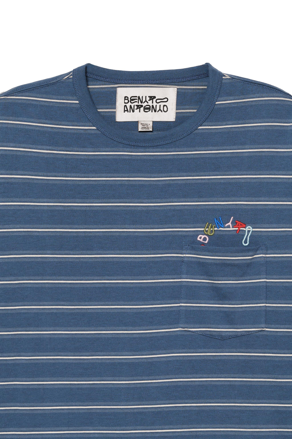 Лонгслив Zara Benito Antonio Collection Striped With Embroidered Pocket, синий — фото 4
