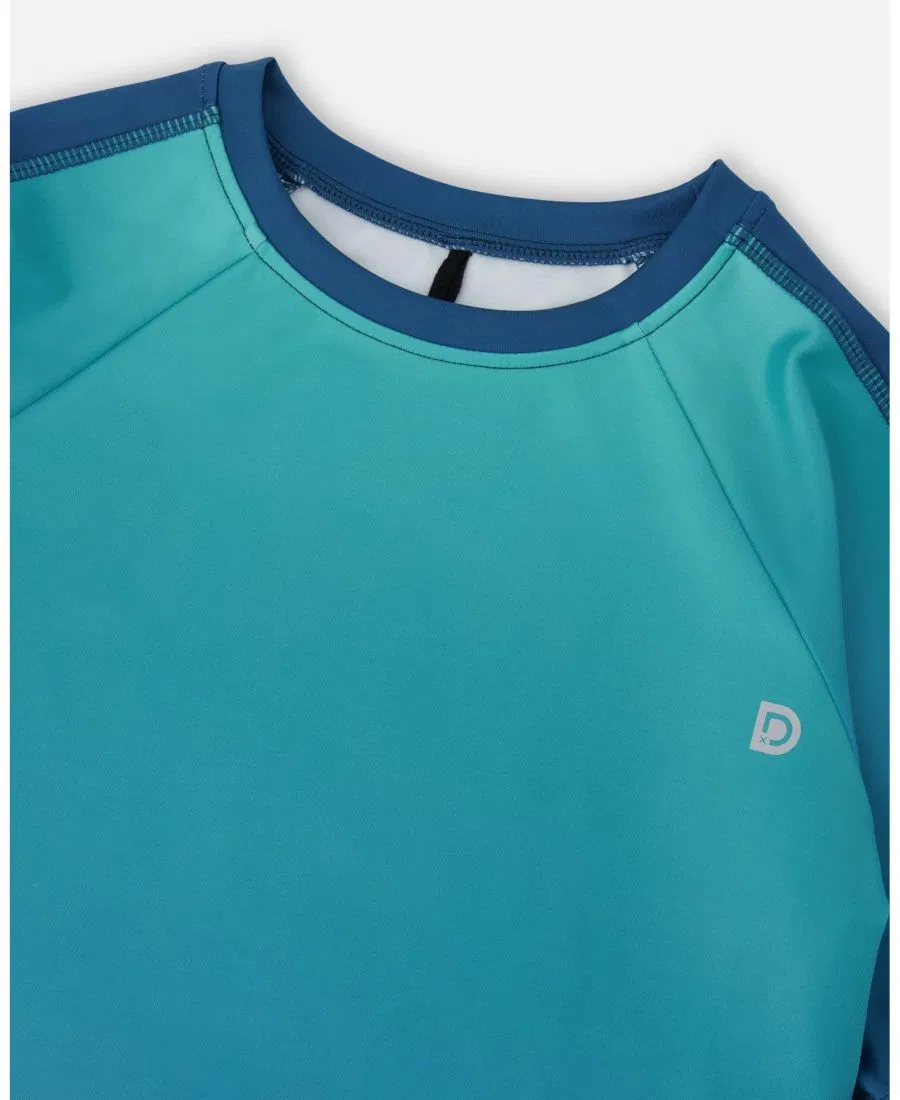Детская футболка спортивная с коротким рукавом из полиэстера Deux par Deux, Teal Gradient — фото 3