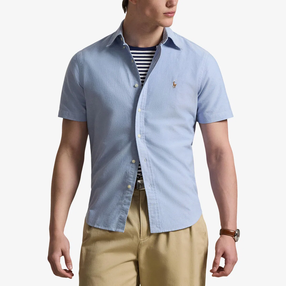 Хлопковая рубашка-оксфорд с вышитым логотипом Polo Ralph Lauren, синий — фото 3
