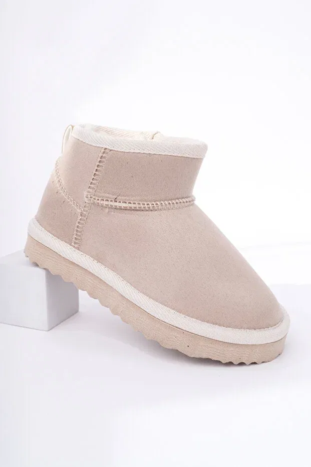 Детские ботинки для девочек с мехом внутри Retro cold-proof children's boots with fur inside Daxtors, Beige — фото 4