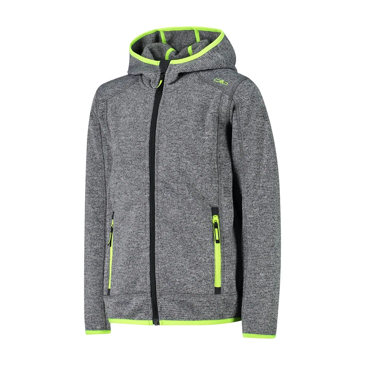 Детская флисовая куртка с капюшоном Fix Hood Cmp, Цвет Grau / Gelb / Schwarz — фото 3