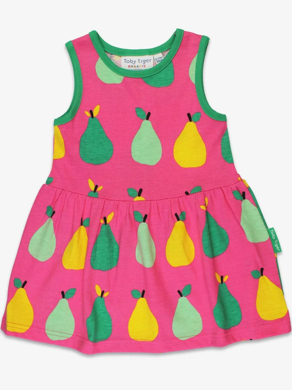 Платье Toby Tiger Bio-Baumwoll Kinder Sommerkleid mit Birnen-Druck розового цвета