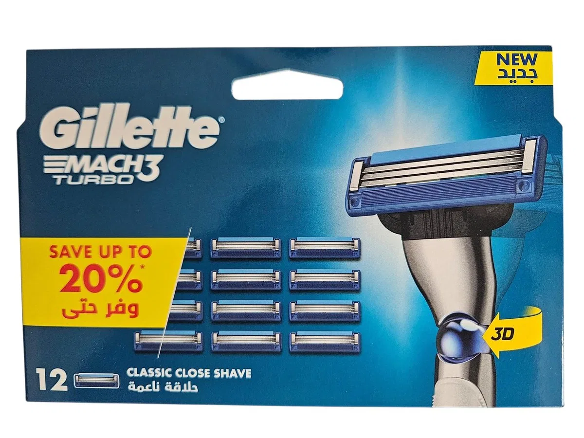 Набор лезвий для бритья 12 шт. TURBO MACH3 Gillette, Черный — фото 2