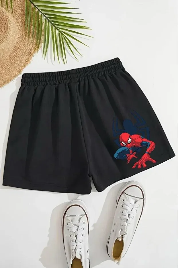 Детские шорты для девочек с принтом Spider Benroma, Black