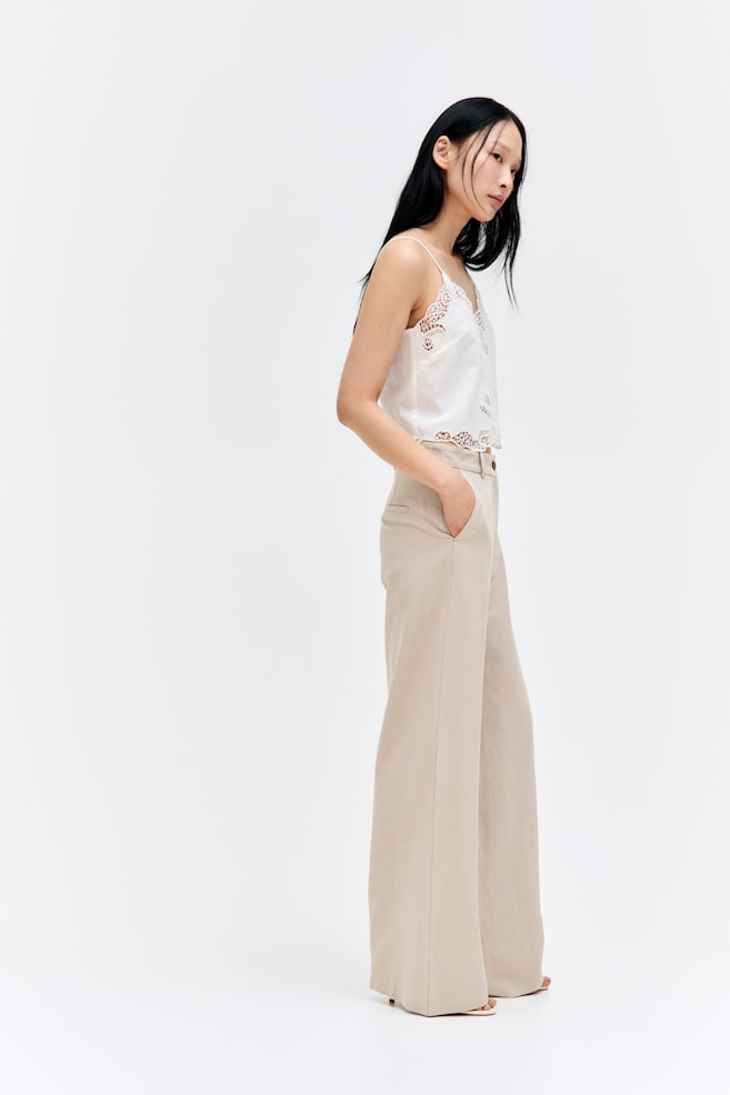 

Широкие брюки из льняной смеси H&M, бежевый