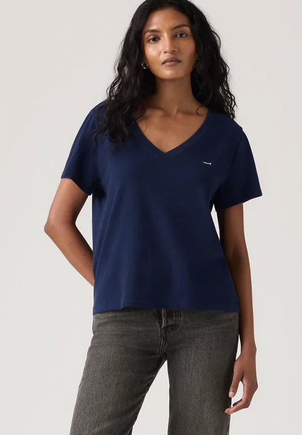 Любимое пальто-бушлат hm, базовая футболка Levi'S, Deep Peacoat Navy - Clean Blue Tone